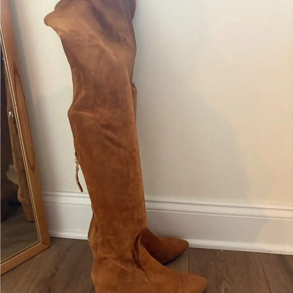 Brown Over The Knee Suede Leather Boots goodnight macaroon - Picture 3 of 7